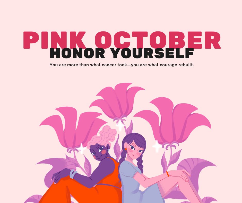 cancer survival Black and Pink Minimalist Raising Awareness in Pink October Facebook Post